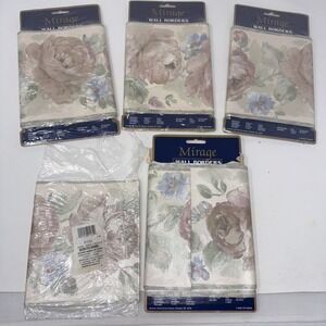 4 pks Vintage Floral Shimmer Pink Tan Wall Paper Border Romantic 15 yards Plus